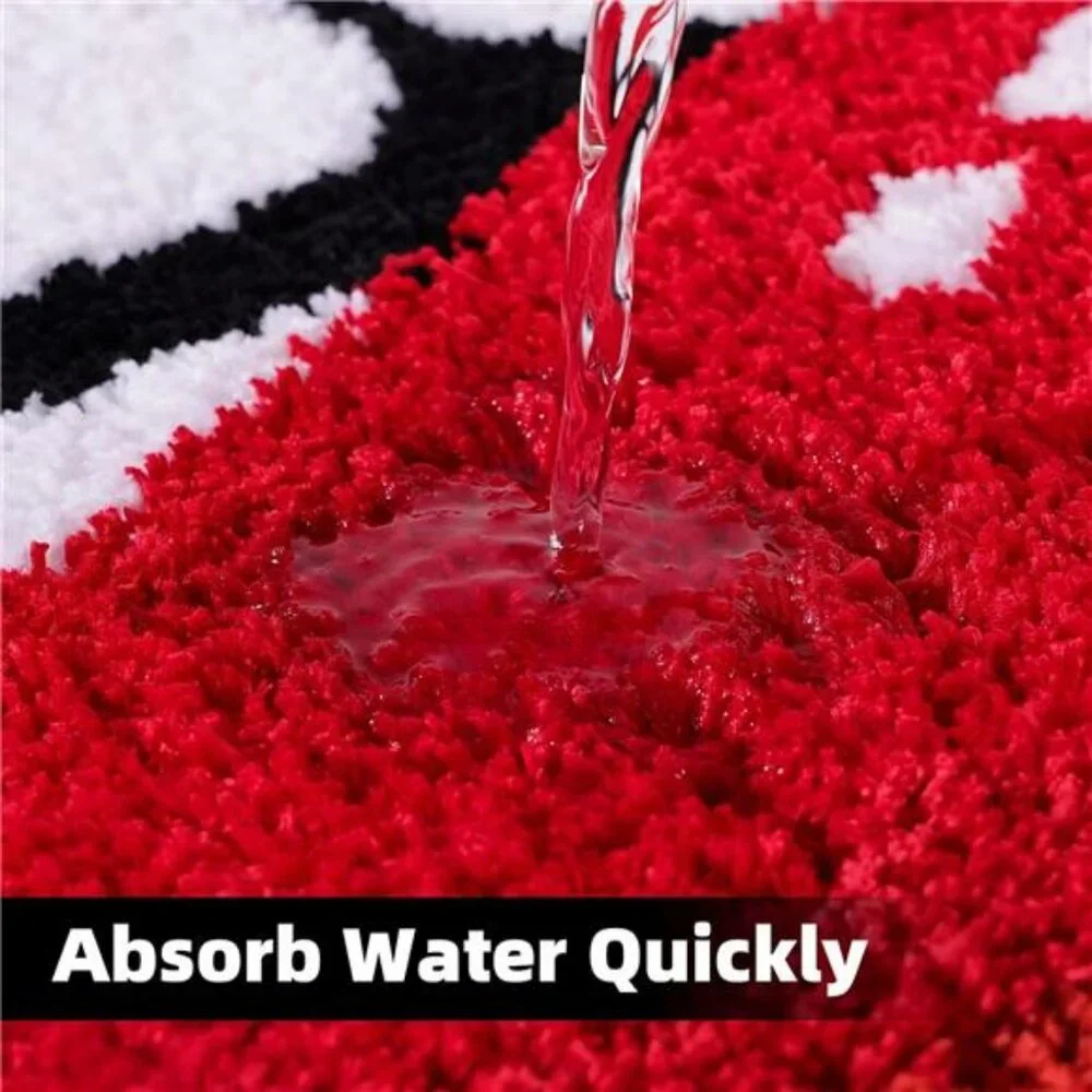 Red lips bathroom rug funny bath mat non slip absorbent washable plush shower ru